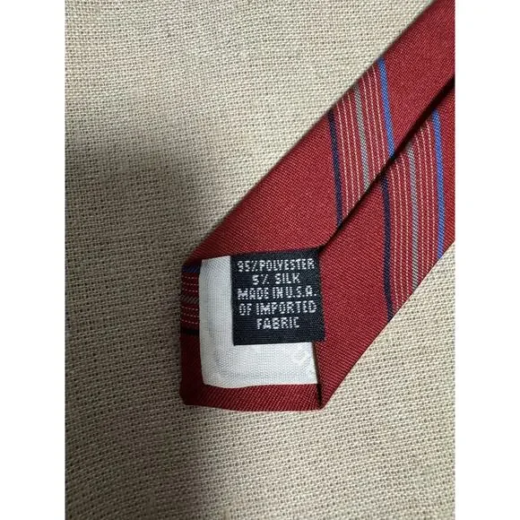 Vintage Christian Dior Tie Mens One Size Red Stripe Monsieur Logo Made USA 90s - Picture 8 of 9